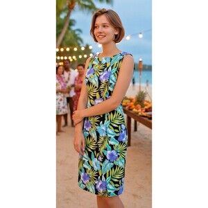 AGB womens mini bodycon tropical floral dress size 4 coquette vacation